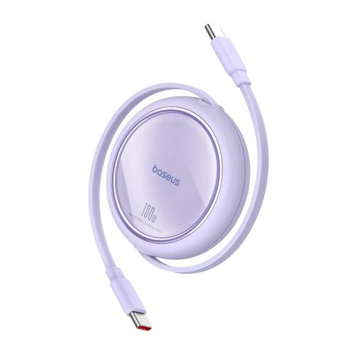 Cablu Baseus Free2Draw Mini, Retractabil, USB-C la USB-C, 100W, 1m (Violet)