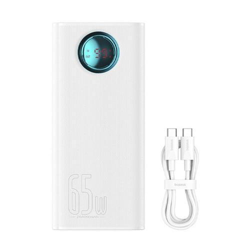 Acumulator extern Baseus Amblight Digital Display, 26.800 mAh, Incarcare rapida, 65W, cablu USB-C la USB-C inclus (Alb)