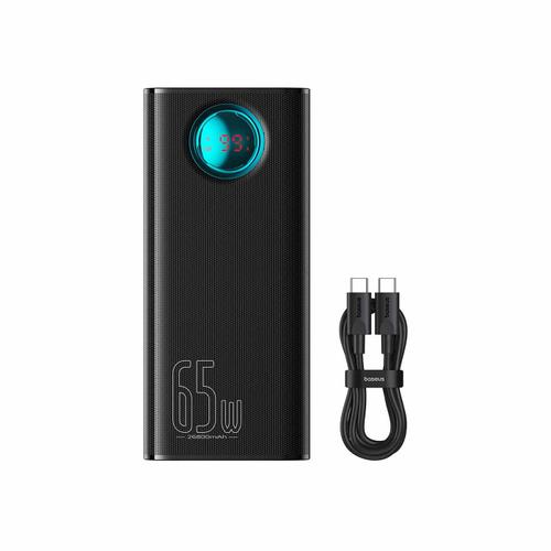 Acumulator extern Baseus Amblight Digital Display, 26.800 mAh, Incarcare rapida, 65W, cablu USB-C la USB-C inclus (Negru)