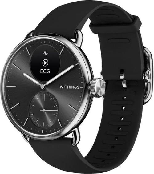 Smartwatch Withings Scanwatch 2, 38mm, Ecran OLED, Sticla Safir, Monitorizare Somn, Activitate, Temperatura, SpO2 (Argintiu/Negru)