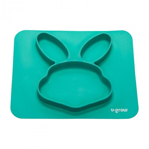 Farfurie compartimentata U-Grow, silicon, forma iepuras