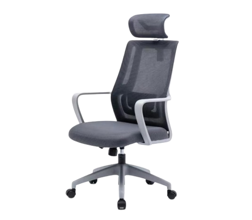 Scaun Serioux office Shark, greutate maxima suportata 150 kg, piston cu gaz clasa 4, manere fixe, tetiera reglabila, baza stea cu 5 picioare, Gri