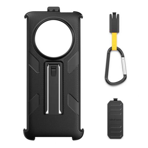 Carcasa de protectie multifunctionala pentru Ulefone Armor 23 Ultra cu clema detasabila rotativa 180° si carabina (Negru)