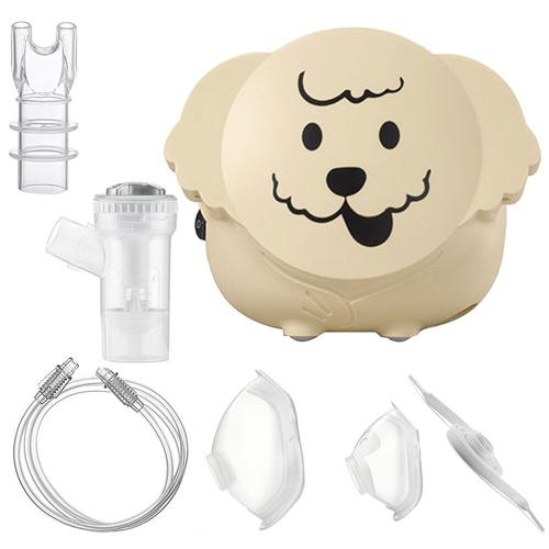 Aparat de aerosoli Flaem Puppy, fabricat in Italia, functionare continua, 2 viteze de nebulizare, pahar RF8 Dual Speed, masca copii si adulti Soft Touch, Bej
