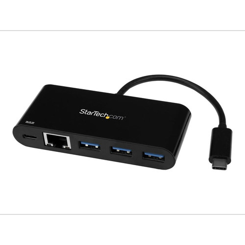 Hub USB Startech US1GC303APD, 1x USB 3.0, 1x USB-C, 1x RJ-45, 60 W (Negru)