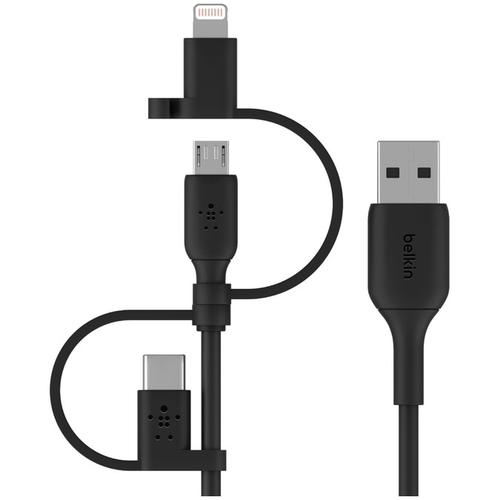 Cablu universal de incarcare Belkin BOOST CHARGE (Lightning/Micro-USB/USB-C catre USB-A) PVC, 1M, Negru