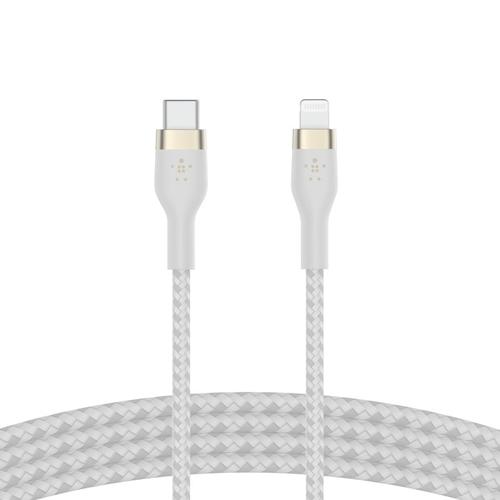 Cablu de date Belkin BOOST CHARGE PRO Flex USB-C catre LTG, Silicon impletit, 2M, Alb