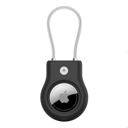 Suport securizat Belkin cu cablu metalic pentru AirTag Apple, Negru