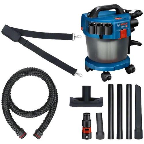 Aspirator pe acumulator Bosch Professional 06019C6302, 18 V, 115 mbari, 6 l volum recipient, curea de umar, 3 buc tub aspiratie, 1 adaptor scula electrica, furtun 1.6 m, duza rosturi, 4 roti, teava cu cot, filtru burduf praf, duza pardoseli Aspirator pe acumulator Bosch Professional 06019C6302, 18 V, 115 mbari, 6 l volum recipient, curea de umar, 3 buc tub aspiratie, 1 adaptor scula electrica, furtun 1.6 m, duza rosturi, 4 roti, teava cu cot, filtru burduf praf, duza pardoseli