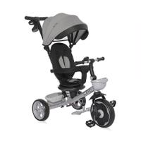 Tricicleta pentru copii Lorelli Revel, sezut rotativ, maner control parental, centura siguranta, roti spuma EVA, copertina pliabila si detasabila, 1-5 Ani, Gri