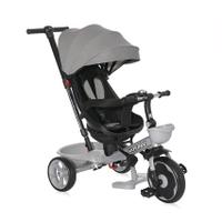 Tricicleta pentru copii Lorelli Voyage, Otel, cu sezut reversibil, centura siguranta, maner control parental, roti spuma EVA, 1-5 Ani, Gri