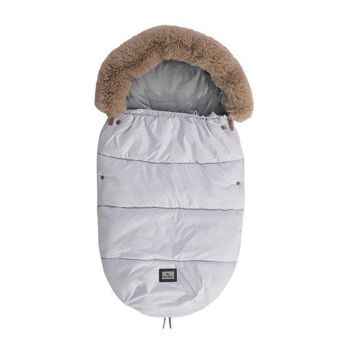 Sac termic de iarna pentru carucior Lorelli Luxe Grey, captuseala polar, impermeabil, cu blanita detasabila