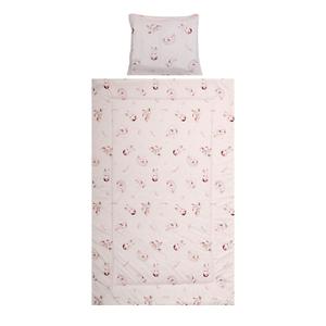 Set lenjerie pat 3 piese Lorelli Cosy Bunnies Beige, bumbac ranforce