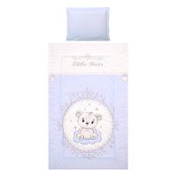 Set lenjerie pat, 3 piese Lorelli Cosy Little Bear Blue, bumbac ranforce, 0-3 luni