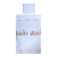 Set lenjerie pat 3 piese Lorelli Cosy Train Blue, bumbac ranforce, lavabil 30°C