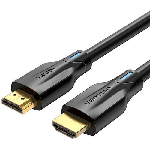Cablu video Vention, HDMI(T) la HDMI(T), 2m, rezolutie maxima 8K la 60Hz/4K la 120Hz, conectori auriti, cupru/argint, invelis PVC, „AANBH”, Negru