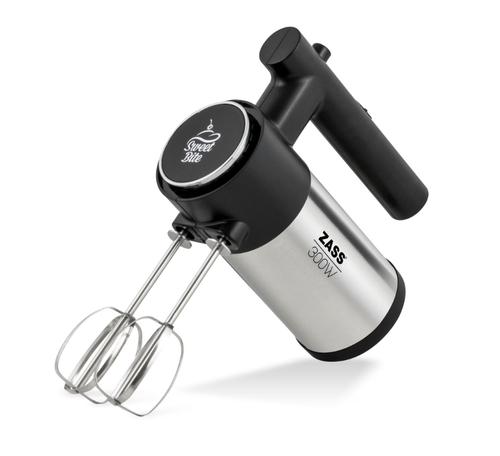 Mixer de mana Zass ZHM 08, 300 W, Maner ergonomic, 5 Viteze (Negru)