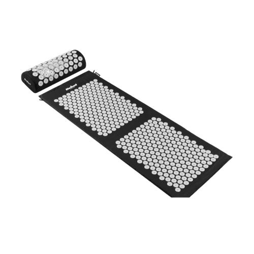 Set covoras si perna presopunctura Rebel Active, Bumbac/ABS, 130x50cm (Negru/Alb)