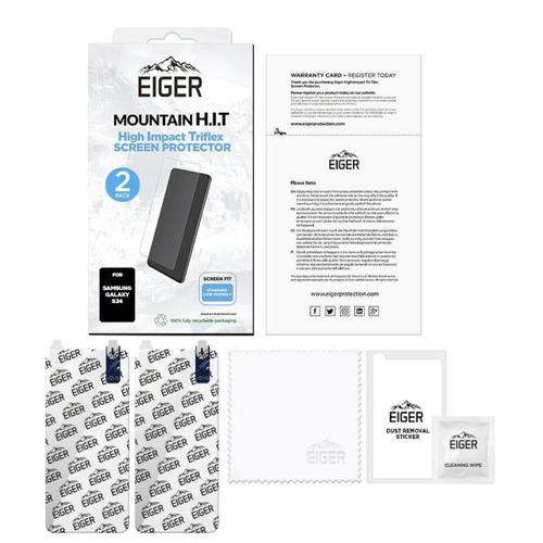 Folie Silicon Eiger Triflex H.I.T pentru Samsung Galaxy S24, pachet de 2 buc (Transparent)