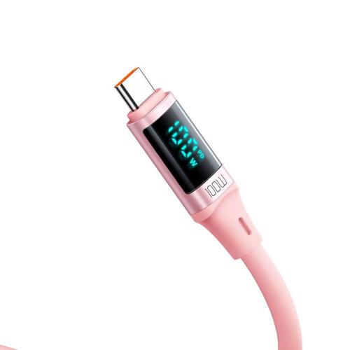 Cablu de date Mcdodo Type-C la Type-C Digital Display Silicone, Fast Charging, 100W, 1.2m, Roz
