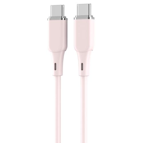 Cablu de date Lemontti LEMCPSTCF60R, Type-C la Type-C, Fast Charge, 60W, 1.2m, Roz