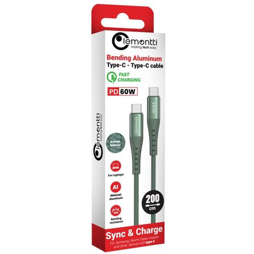 Cablu de date Lemontti LEMCSTCF602MV, Type-C la Type-C, Fast Charge, PD 60W, 2m, Verde