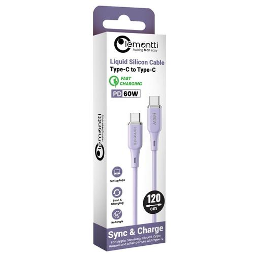 Cablu de date Lemontti LEMCPSTCF60M, Type-C la Type-C, Fast Charge, PD 60W, 1.2m, Mov