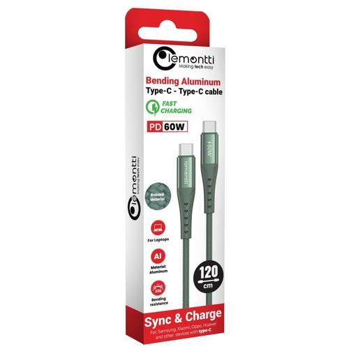 Cablu de date Lemontti LEMCSTCF60V, Type-C la Type-C, Fast Charge, PD 60W, 1.2m, Verde