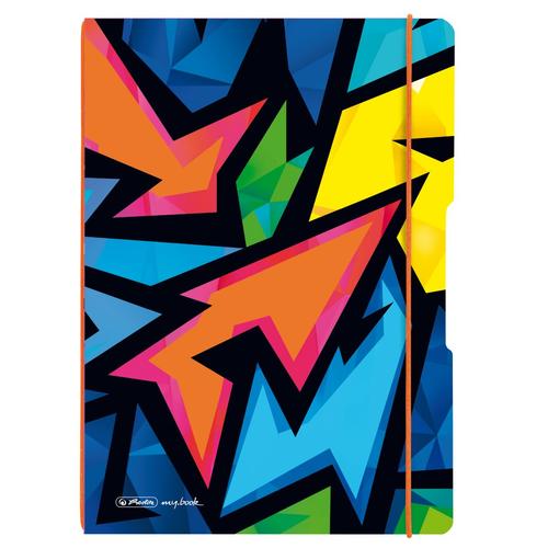Caiet my.book flex A4, 2x40 file, dictando+patratele, motiv Neon Art