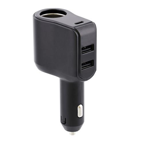 Incarcator auto TNB 4-in-1 ACGPUSBC, 2x USB-A, 1x USB-C, Black + Aprinzator tigara (Negru)