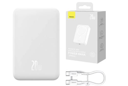 Acumulator extern Baseus Magnetic Mini Wireless, 20000mAh, Incarcare rapida, 20W, cablu USB-C inclus (Alb)