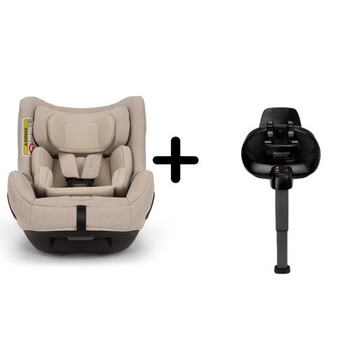 Set Scaun auto rotativ Nuna, i-Size TODL next Biscotti, 40-105 cm + Baza isofix BASE next i-Size pentru TODL next, testat ADAC, Crem