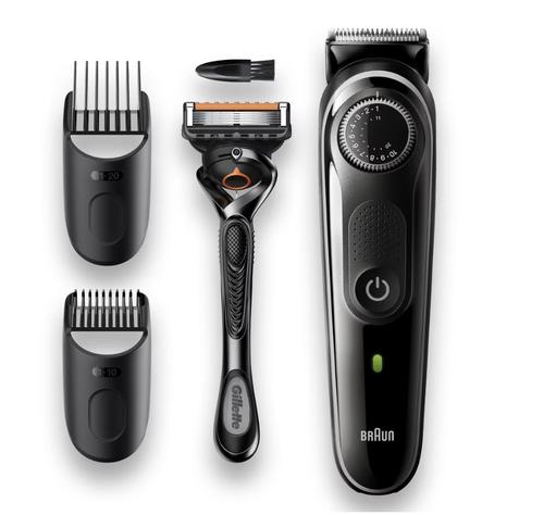 Aparat de tuns barba Braun Beard Trimmer BT3342, Wet&Dry, buton rotativ de precizie, 39 de setări pentru lungime, 2 piepteni, Aparat de ras Gillette (Negru)