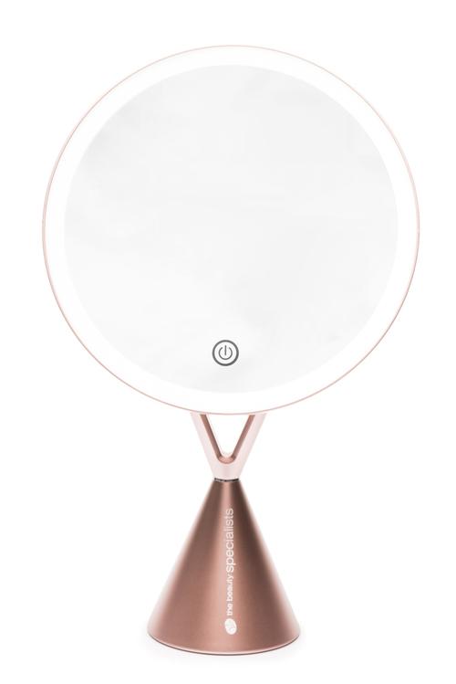 Oglinda cosmetica RIO MMCO, iluminare LED, rotire 45°, oglinda detasabila cu zoom 5x, control tactil, 4xAAA/USB, Bronz