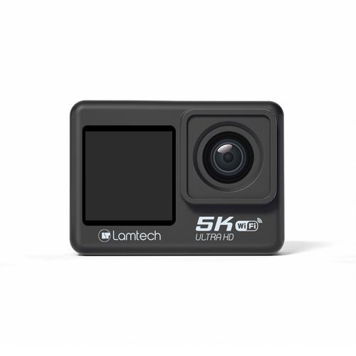 Camera video de actiune Lamtech LAM113232, 24MP, 5K, Ecran dual 2inch + 1.4inch, Waterproof 30 m (Negru)