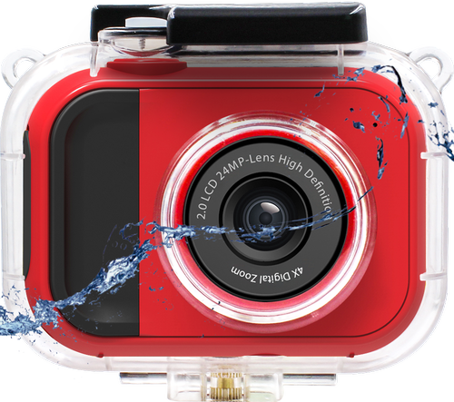 Camera video de actiune Lamtech LAM111993 2in1, 24MP, Full HD, Ecran IPS 2inch, Zoom digital 4X, Carcasa Waterproof (Rosu)