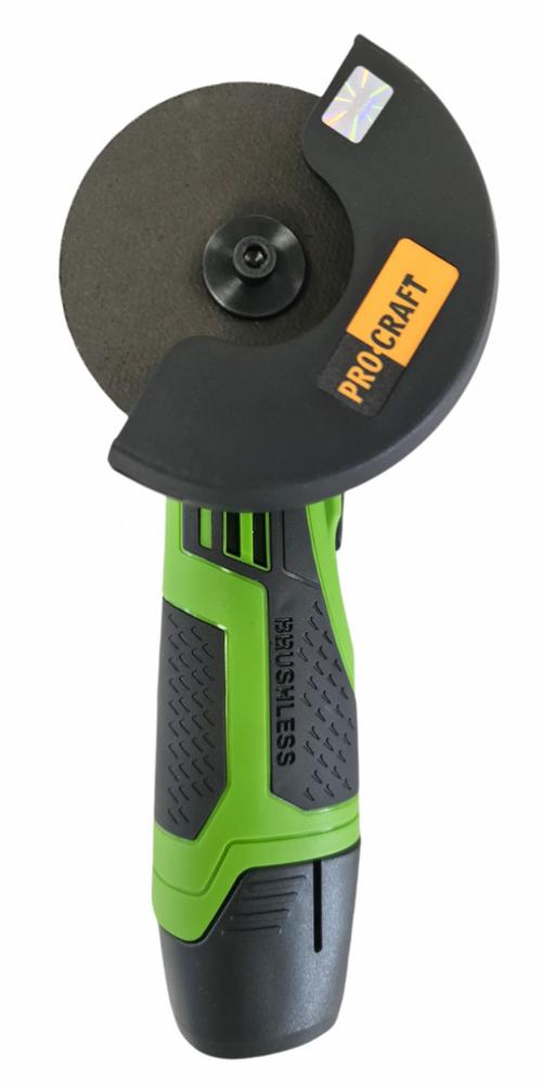 Polizor unghiular pe acumulator ProCraft PGA12, 500 W, Panza 76 mm, 20000 rpm + Acumulator Li-Ion 12 V / 2 Ah si Incarcator (Negru/Verde)