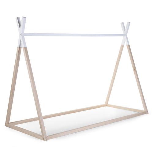 Cadru pat Childhome Tipi,  90x200 cm, Lemn Natural (Alb)