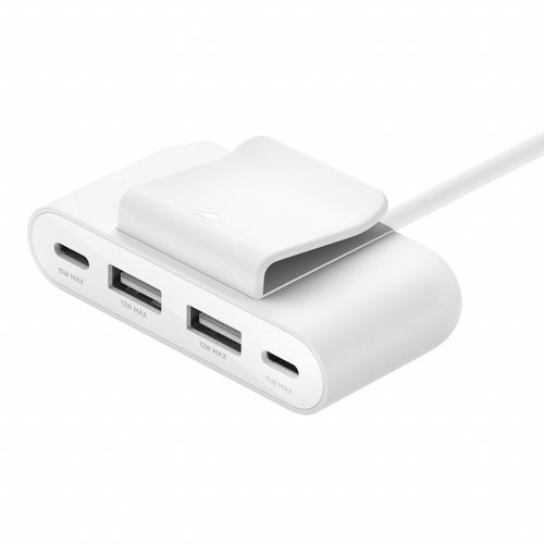 Adaptor alimentare Belkin BoostCharge BUZ001bt2MWHB7, 2 Porturi USB-A 12 W, 2 Porturi USB-C 15 W, Clema (Alb)