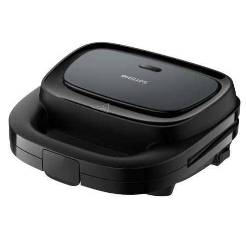 Sandwich-maker Philips HD2330/90 seria 3000, 750 W, Plite neaderente si versatile pentru sandwich-uri, panini si altele, Leduri indicatoare, Sistem de blocare rapida, Comutator pornit/oprit (Negru)