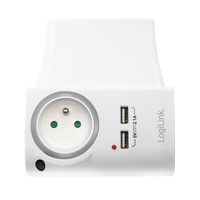 Adaptor priza LogiLink PA0166, cu suport telefon/tableta, 1 Priza, 2x USB-A 5V/2.1A, iluminare LED, IP20 (Alb)