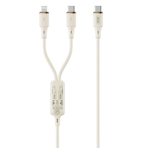 Cablu de incarcare XO Design NB-Q262, USB-C - Lightning / USB-C, 100W, 1.2m (Bej)