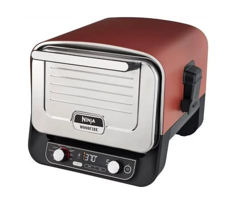 Cuptor electric Ninja Woodfire, 8 programe OO101EU, 220-240 V, 13 A, 2400 W (Rosu/Gri)