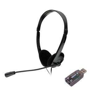 Casti Call Center Spacer SPK-223-USB, Cu fir, Microfon (Negru)
