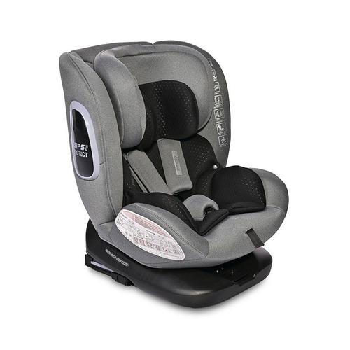 Scaun auto pentru copii Lorelli Phoenix Grey Jasper, i-Size, Isofix, rotativ 360 grade, 0 luni-12 ani, 40-150 cm, pozitie de somn, protectie laterala in caz de impact, avertizare sonora cand centurile scaunului auto sunt decuplate
