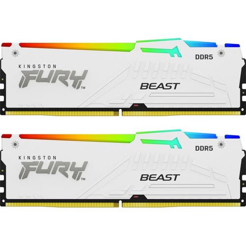 Memorii Kingston FURY Beast RGB White, 64 GB (2x32GB), DDR5, DIMM, 6400 MHz, CL32