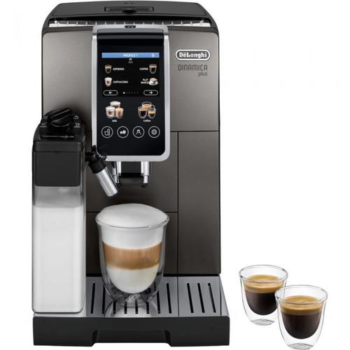 Espressor automat De'Longhi Dinamica Plus ECAM 380.95.TB, 2 carafe pentru lapte, tehnologie LatteCrema, 1.8 l, 1450 W, 15 bar (Negru/Gri inchis) Espressor automat De'Longhi Dinamica Plus ECAM 380.95.TB, 2 carafe pentru lapte, tehnologie LatteCrema, 1.8 l, 1450 W, 15 bar (Negru/Gri inchis)