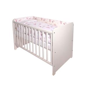 Set lenjerie pat 60 x 120 cm Lorelli Smile Beige Bunnies, 10 piese, bumbac ranforce