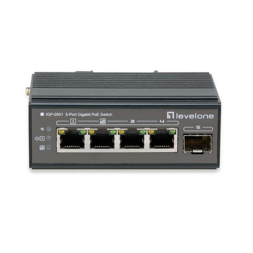 Switch industrial LevelOne IGP-0501, 5 Porturi Gigabit, PoE (Negru)