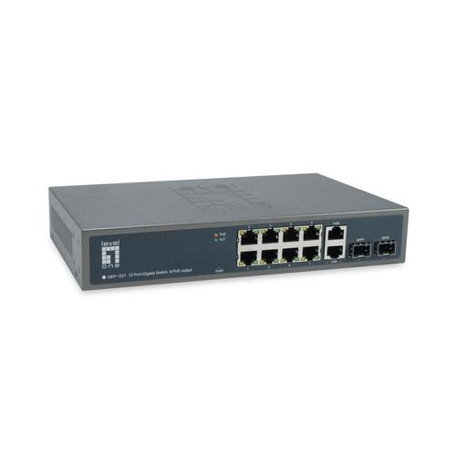 Switch LevelOne GEP-1221, Gigabit, 12 Porturi, PoE (Negru)
